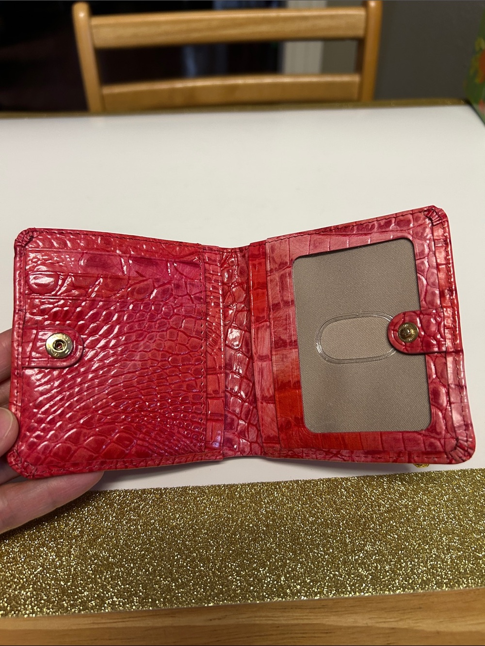 Brahmin Red Croc-Embossed Leather Wallet - Picture 5 of 11